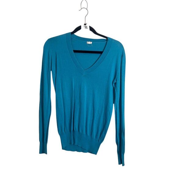J.Crew Womens Sweater Small Teal Long Sleeve V-Neck Pullover - Picture 1 of 3